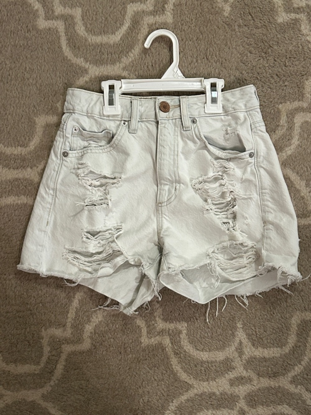 Garage White Distressed Denim Shorts, size 00